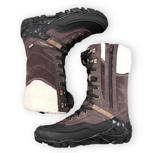 NWOT Merrell Espresso Aurora Tall Ice+ Waterproof Boots Women's Size 5 - Picture 6 of 8